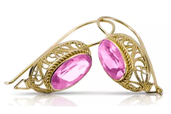 Amatista Oro amarillo de 14 quilates Pendientes Estilo vintage vec023y