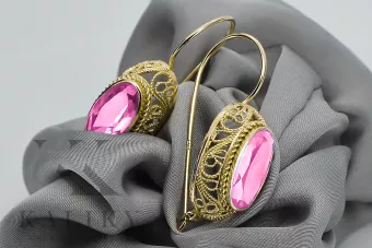 Amatista Oro amarillo de 14 quilates Pendientes Estilo vintage vec023y