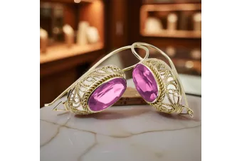 Amatista Oro amarillo de 14 quilates Pendientes Estilo vintage vec023y