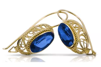 Cercei Safir Aur galben 14K Vintage bijuterii vec023y