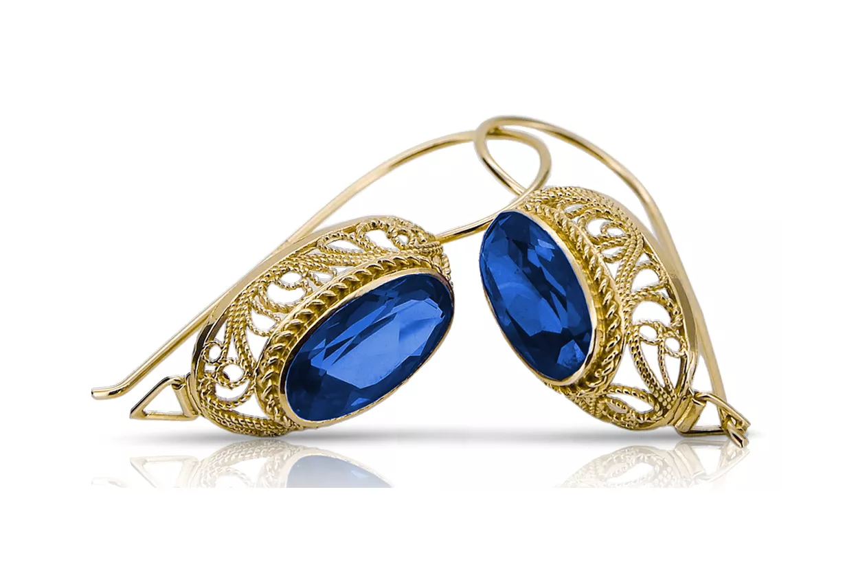 14 Karat Gelbgold Saphir Ohrringe Vintage vec023y