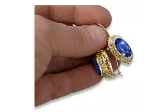 Cercei Safir Aur galben 14K Vintage bijuterii vec023y
