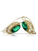 Сережки Вінтаж стиль Смарагд 14K Жовте золото vec023y