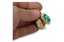 Сережки Вінтаж стиль Смарагд 14K Жовте золото vec023y