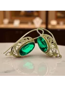 Сережки Вінтаж стиль Смарагд 14K Жовте золото vec023y