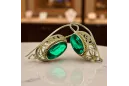 Сережки Вінтаж стиль Смарагд 14K Жовте золото vec023y