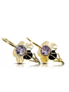14K žlté zlato Alexandrite náušnice Vec028Y Ruské sovietové vintage Art Deco štýl