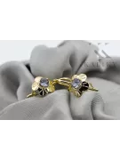 Kolczyki z żółtego 14k złota z Aleksandrytem vec028y Rosyjski styl Vintage Art Deco