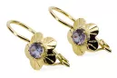 14K Yellow gold Alexandrite earrings vec028y Russian Soviet Vintage Art Deco style