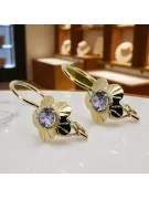14K žlté zlato Alexandrite náušnice Vec028Y Ruské sovietové vintage Art Deco štýl