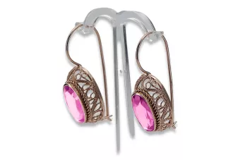 Rose Pink 14K 585 Cercei de ametist din aur Vec023 Vintage