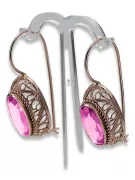 Rose pink 14k 585 gold amethyst earrings vec023 Vintage Russian Soviet style