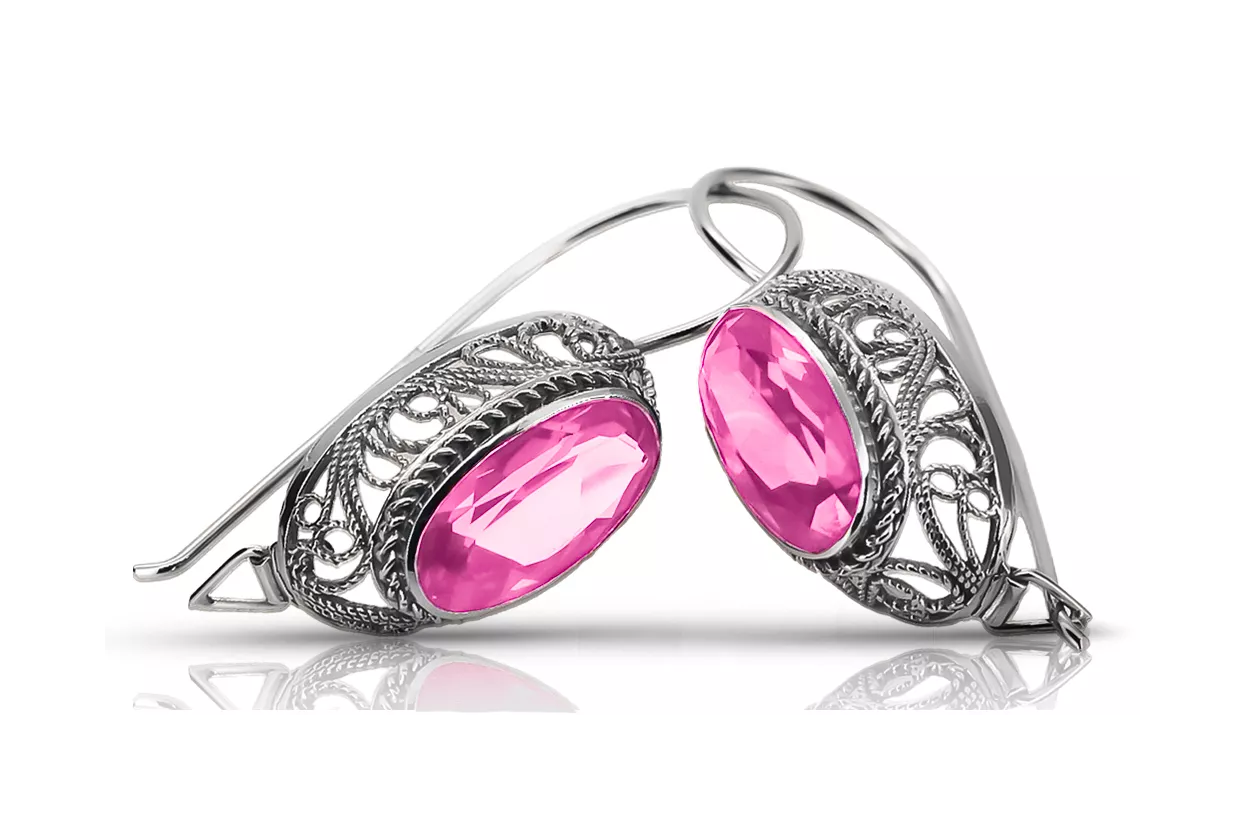 copy of Plata soviética rusa 925 Alejandrita Rubí Esmeralda Zafiro Aguamarina Zircón ... Pendientes VEC023S