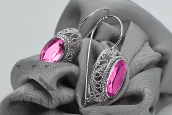 copy of Руско съветско сребро 925 Александрит Рубин Изумруден сапфир Аквамарин Циркон ... Обеци VEC023S