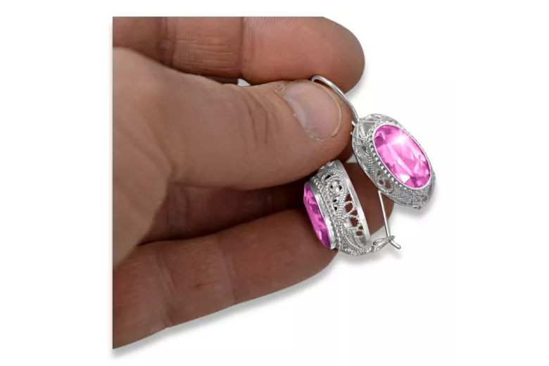 Σκουλαρίκια vintage από ασήμι 925 με αμέθυστο vec023s