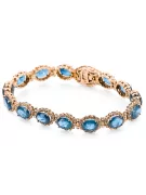 Rose roz roșu rus Rusia 14k aur Aquamarine și zirconi Bratara de tenis TBC001R