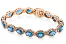 Rose rose rouge russe 14k or aigueamarine et zircons bracelet tennis TBC001R