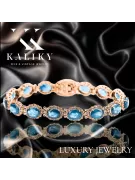 Rose rose rouge russe 14k or aigueamarine et zircons bracelet tennis TBC001R