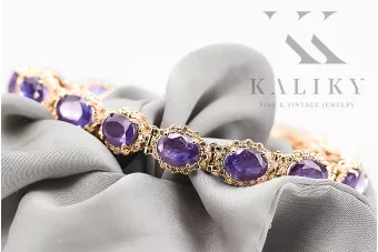 Розов розов червен руски 14k златен александрит и циркони тенис гривна tbc001r