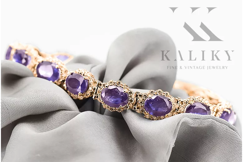 Ροζ ροζ κόκκινο ρωσικό 14 καράτια χρυσό alexandrite και ζύρθο τένις βραχιόλι tbc001r