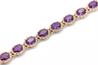 Rose růžová červená ruská 14k zlata alexandrite a zircons tenisový náramek tbc001r