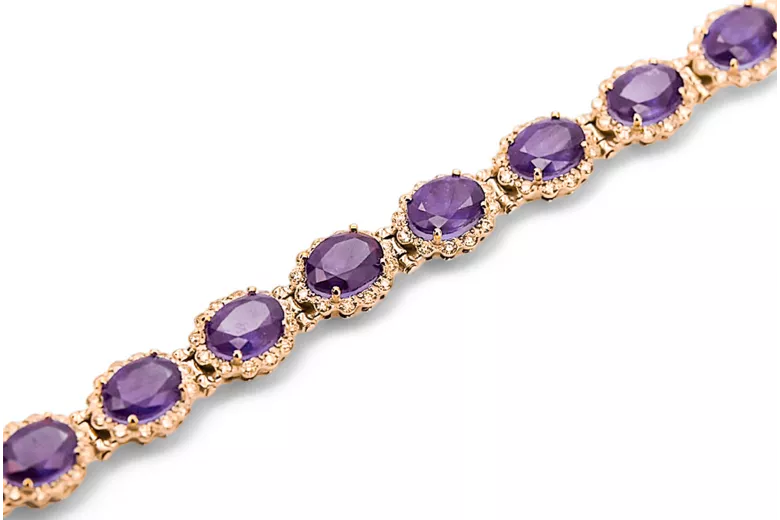 Rose pink red Russian 14k gold alexandrite and zircons tennis bracelet tbc001r