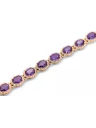 Rose Pink Red Russian 14K Gold Alexandrit a zirkóny Tenisový náramok TBC001R