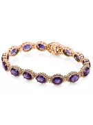 Rose růžová červená ruská 14k zlata alexandrite a zircons tenisový náramek tbc001r