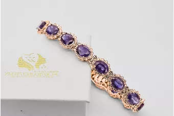 Rose roz roșu rus Russian 14k aur alexandrite și zirconi brățară tenis TBC001R