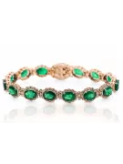 Rose Pink Red Russian 14K Gold Emerald a zirkóny Tenisový náramok TBC001R