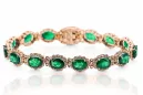 Rose Pink Red Russian 14K Gold Emerald a zirkóny Tenisový náramok TBC001R