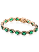 Rosa rosa ruso ruso 14k oro esmeralda y circonio pulsera tenis tbc001r