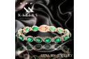 Rose pink red Russian 14k gold emerald and zircons tennis bracelet tbc001r