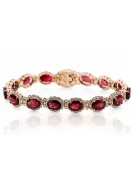 Rose Rosa Rot Russisch 14 Karat Gold Rubin und Zirkonen Tennis Armband TBC001R
