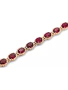 Rose rosa rojo ruso 14k oro rubí y zircones Pulsera de tenis TBC001R