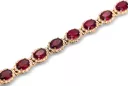 Rose rosa rojo ruso 14k oro rubí y zircones Pulsera de tenis TBC001R