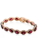 Rose pink red Russian 14k gold ruby and zircons tennis bracelet tbc001r