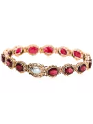 Rose rose rouge russe 14k or ruby et zircons bracelet tennis tbc001r