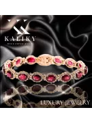 Rose rose rouge russe 14k or ruby et zircons bracelet tennis tbc001r