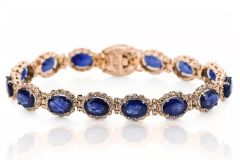 Розов розов червен руски 14k златен тенис сапфит и цирконд гривна tbc001r