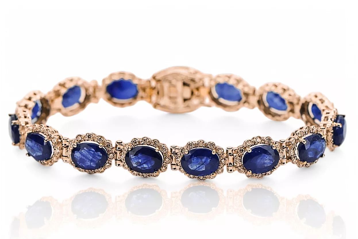 Rose rosa ruso ruso 14k oro tenis de oro y zircons pulsera TBC001R