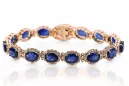 Rose pink red Russian 14k gold tennis sapphite and zircons bracelet tbc001r