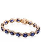 Rose pink red Russian 14k gold tennis sapphite and zircons bracelet tbc001r