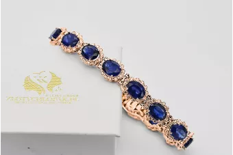 Trandafir roz roșu rus 14k de aur de aur sapphifit și zircons brățară tbc001r