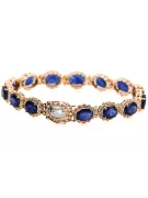 Rose pink red Russian 14k gold tennis sapphite and zircons bracelet tbc001r