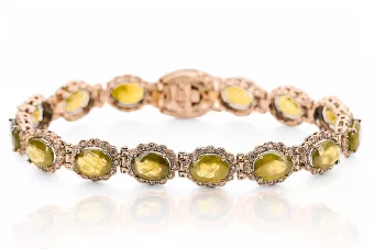 Rose Pink Red Russian 14K Gold perrydot a zirkóny Tenisový náramok TBC001R