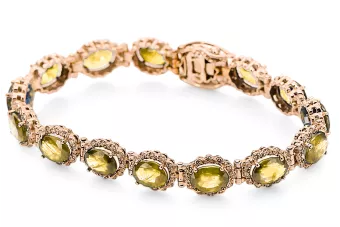 Rose Pink Red Russian 14k zlatý Perydot a Zircons tenisový náramek tbc001r