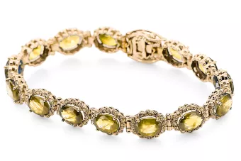 Rose pink red 14k Russian gold aquamarine and zircons tennis bracelet tbc001r