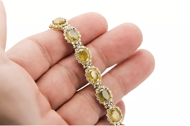 Rose rose rouge 14k russe or aigueamarine et zircons bracelet de tennis TBC001R