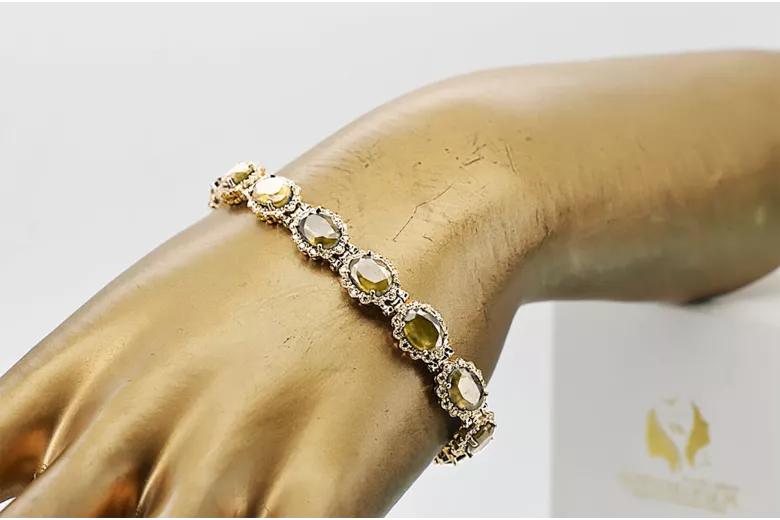 Rose Rosa Rot 14K Russisches Gold Aquamarin und Zirkons Tennis Armband TBC001R